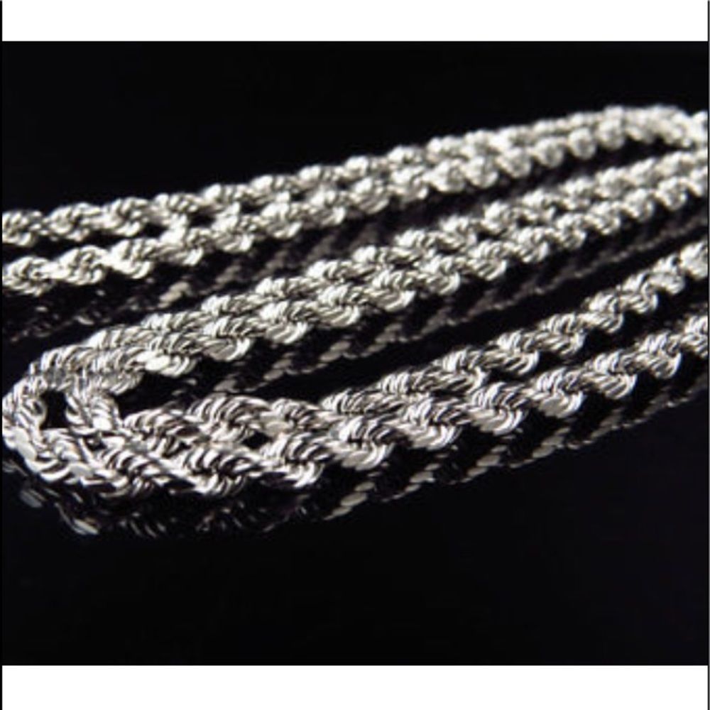 REAL White Gold Rope Chain 4MM THICK 28" NEW - Picture 3 of 3